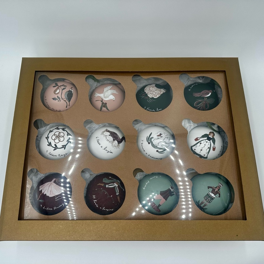 Crate & Barrel 12 Days of Christmas Ornaments Set of 12